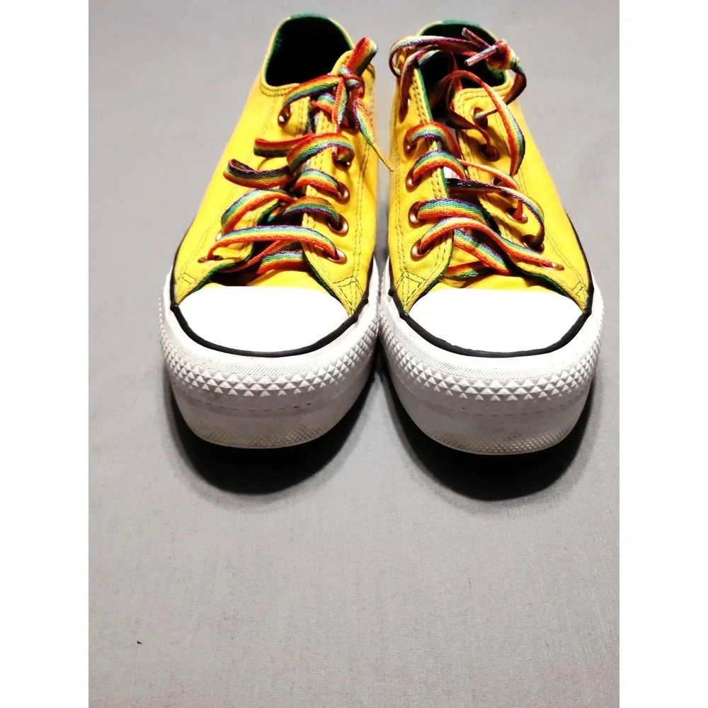Converse All Star Low Top WM8/M6 UNISEX‎ Yellow Rainbow Wedding Shoes Sneakers - Picture 4 of 9